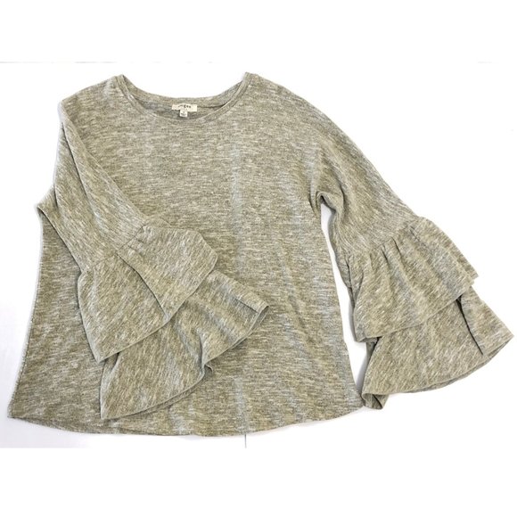 Umgee Sweaters - Umgee Ruffle Bell Sleeve Knit Pullover Top Blouse